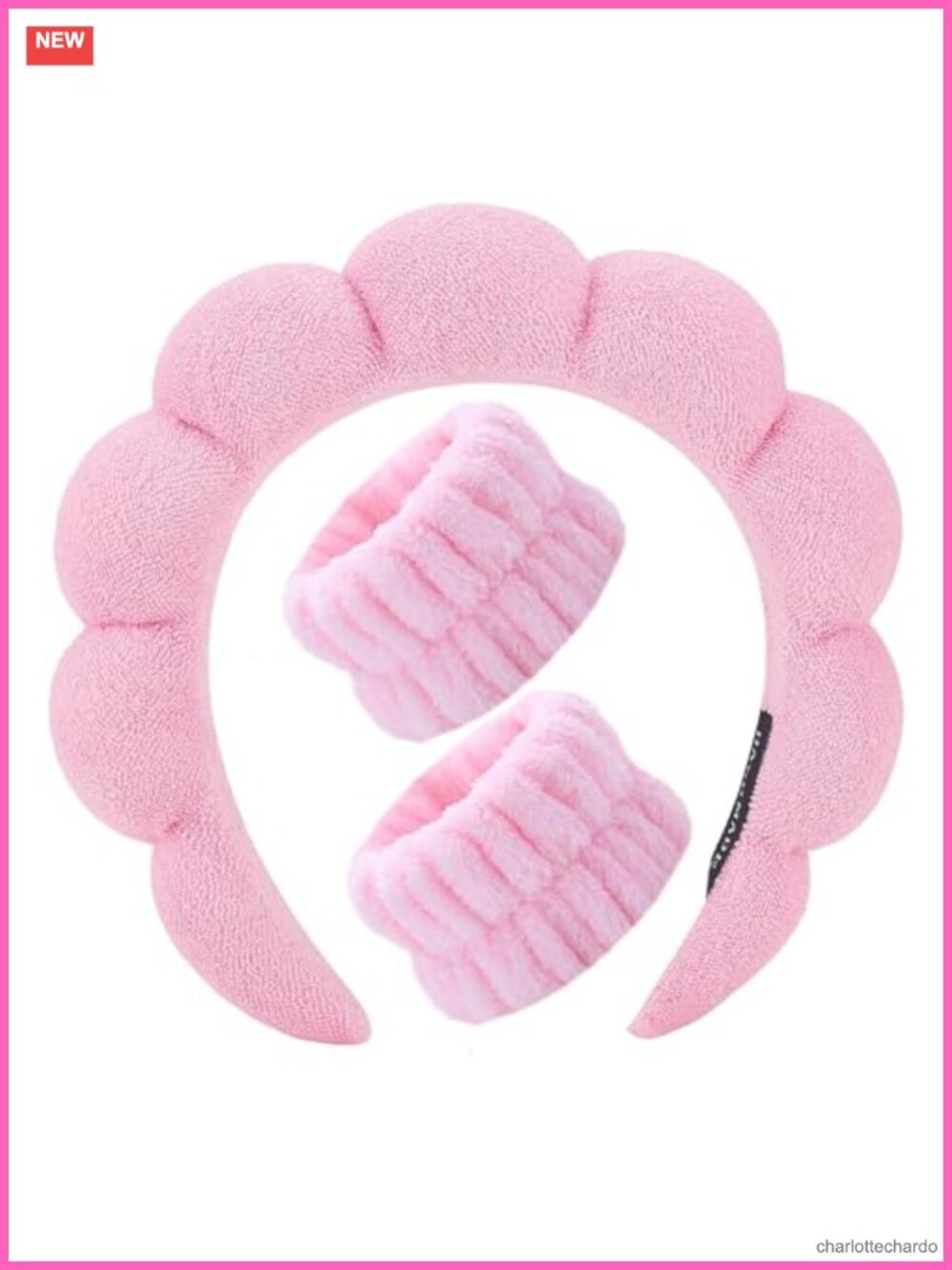 Spa Headband Wristband Set Terry Cloth Coral Fleece Face Wash Makeup